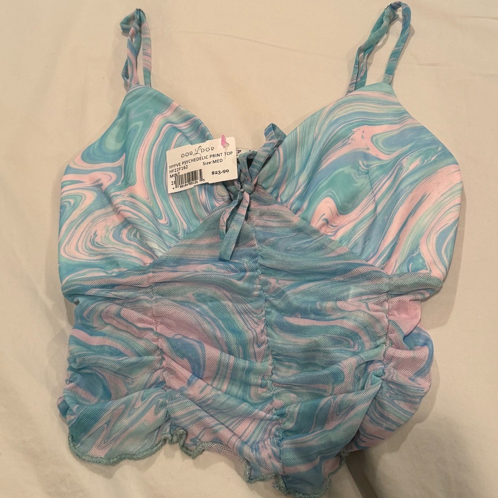 NWT DOR L DOR PSYCHEDELIC PRINT TOP